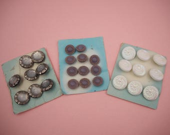 Vintage Button Cards Set of 3