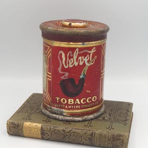 Antique Velvet Tobacco with Smoky Letters Advertising Tin Liggett & Myers Tobacco Co. Collectible Tobacciana  Advertising Litho Tin