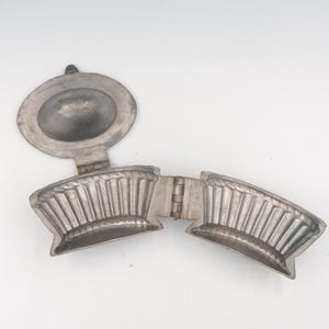 Antique Pewter Fluted Basket Three Piece Ice Cream/ Chocolate Mold # 305 E & Co.