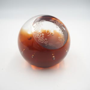 Vintage Caithness Amber Glass Paperweight Initial B Vintage Office Decor Gift