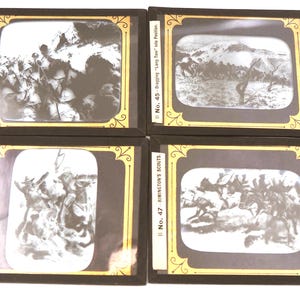 Antique Magic Lantern Slides: South Africa Battle Scenes, Set of 4