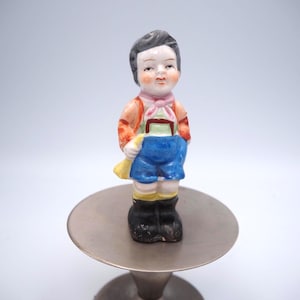 Vintage Ceramic Doll Boy with Trumpet  Made in Japan