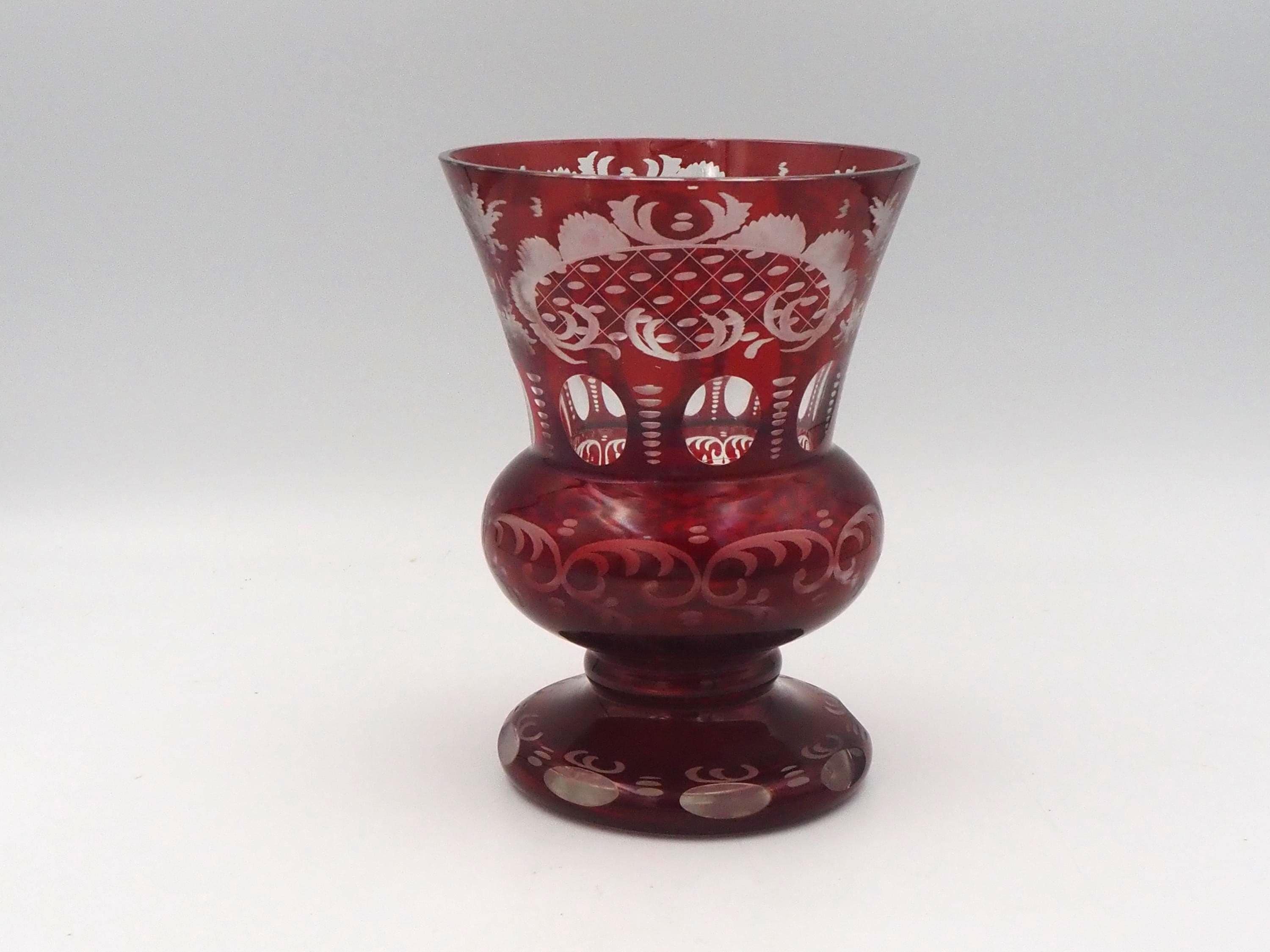 Bohemian Czech Ruby Cut to Clear Glass Vase Egermann Red Vase - Etsy