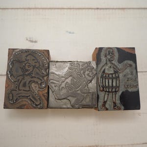 Bloque de impresión vintage para hombres, bloque de impresión de metal sobre madera, vendido individualmente