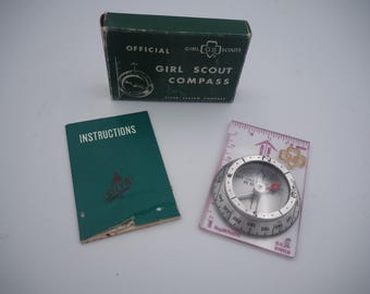 Vintage Girl Scout Compass with Original Box and Instructions  11-351