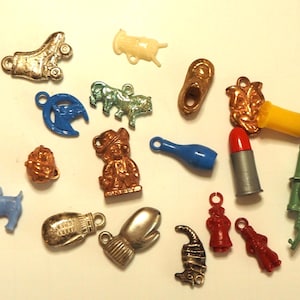 Vintage Cracker Jack Charms Prizes Metal and Plastic Sold Separately Silver Tone Tiny Charms Kitschy Charms
