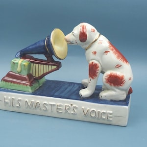 Vintage Nipper &quot;His Masters Voice&quot; RCA Victor Dog  and Phonograph Ceramic Hand Painted