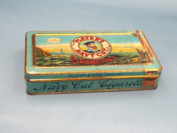 navy cut cigarette Vintage Player's Navy Cut Cigarette Tobacco Advertising Tin Cigarette  Smoking Collectible Tobacciana
