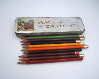 Vintage A.W. Farber-Castell Pencil Tin with Pencils