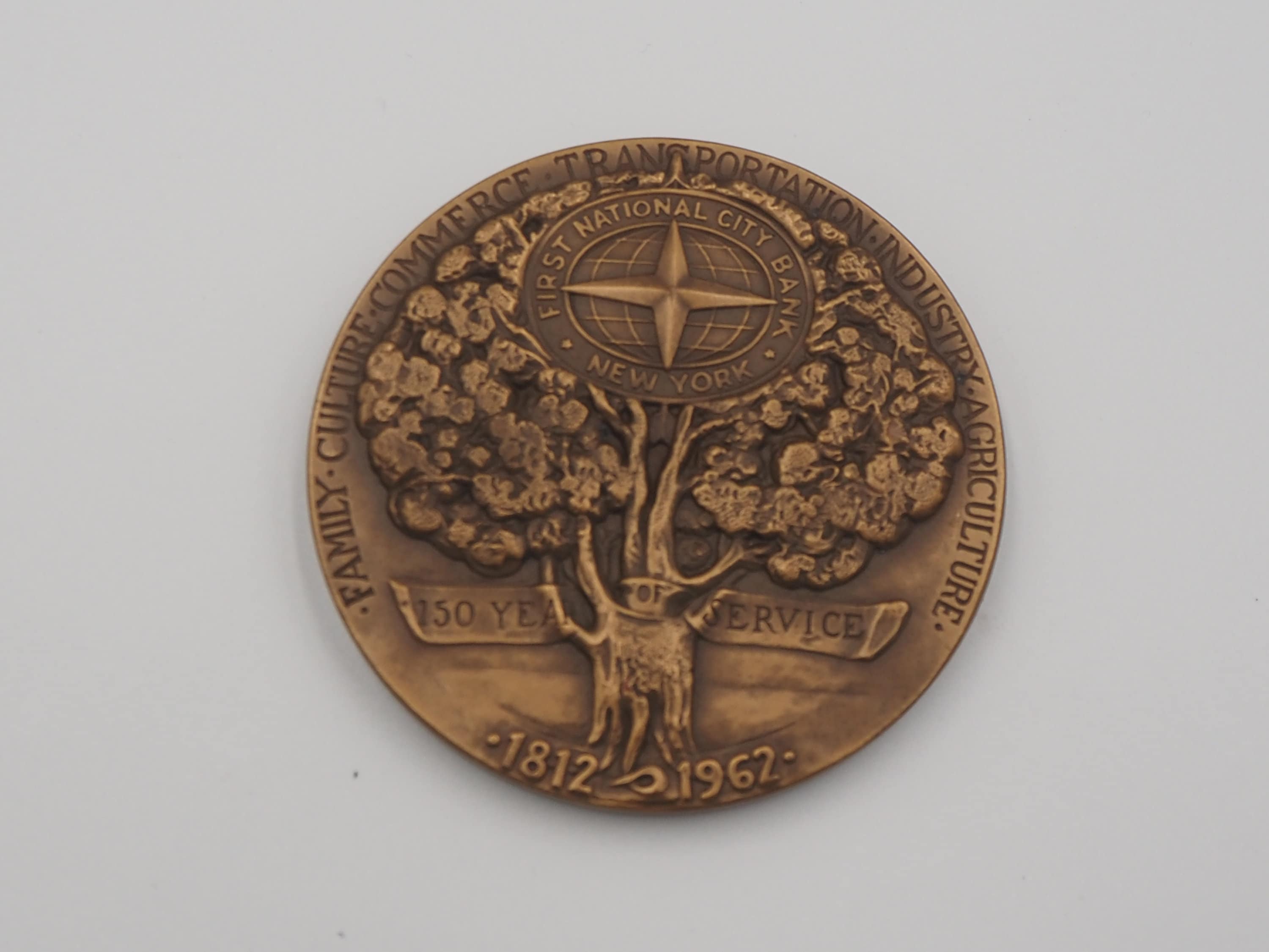 ファーストナショナルシティバンク(ニューヨーク)1812-1962ブロンズメダル Vintage Bronze Bank Medallion First National City Bank New