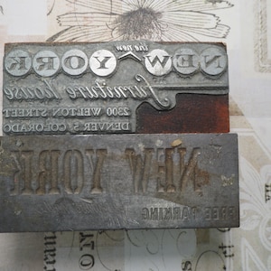 Vintage Letterpress Printing Block: New York Furniture House