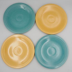 Vintage Fiesta Bread Plates: Original Turquoise & Yellow, 6.25&quot;