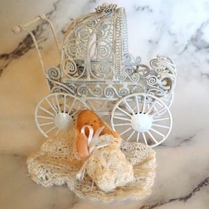 Vintage Baby Stroller with Baby Bottle and Blanket Miniature Stroller/Pram