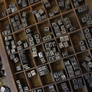 Vintage Metal Letterpress Letters, Upper and Lower Case, Numbers, and Punctuation