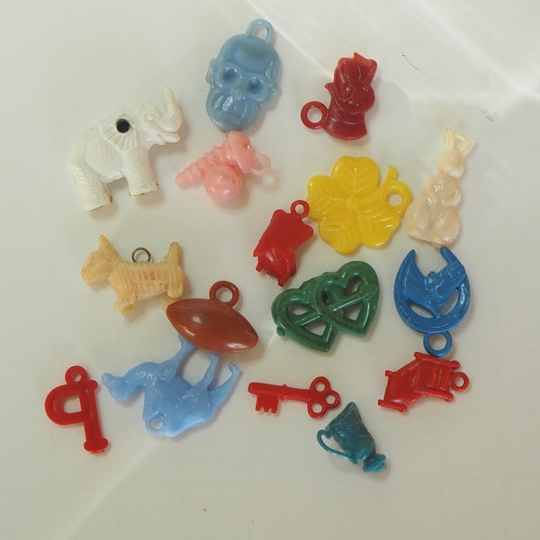 Vintage Cracker Jack Charms Prizes Metal Tone and Plastic Sold Separately Tiny Charms Kitschy Charms