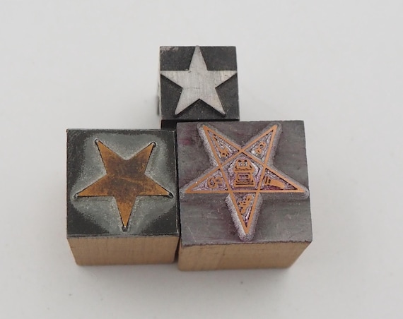 Vintage Letterpress Printing Blocks: Stars - Set of Three