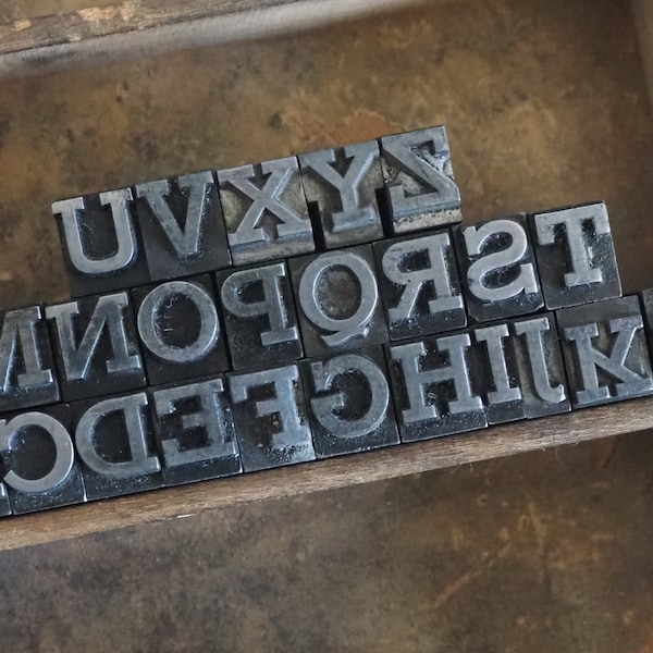 Vintage Letterpress Upper and Lower Case Letters Numbers and Puncutation One Half Inch Tall