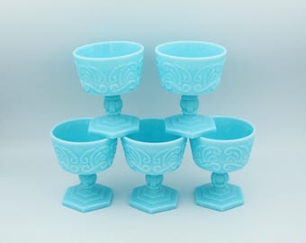 ヴィンテージ ブルーミルク オパーリン グラス ワインゴブレット インペリアルグラス 単品販売