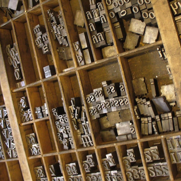 Vintage Letterpress Upper and Lower Case Numbers and Symbols