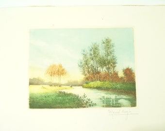 Marcel Augis Signed Aquatint Etching Four Available