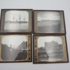 Antique Magic Lantern Glass Slides: Ireland Scenes, Set of 4