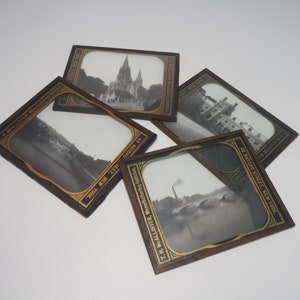 Antique Magic Lantern Slides: Cork Ireland Glass Photographs, Set of 4