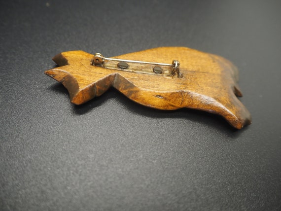 Vintage Wood Cat Pin Mid Century Modern Hand Carv… - image 5