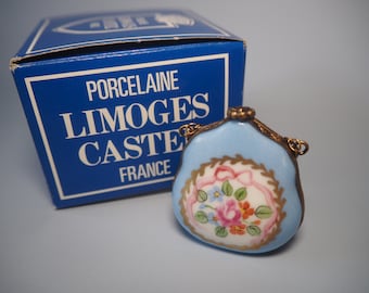 Vintage Limoges Box Purse Hand Painted Peint Main Limoges France Porcelain Pocketbook