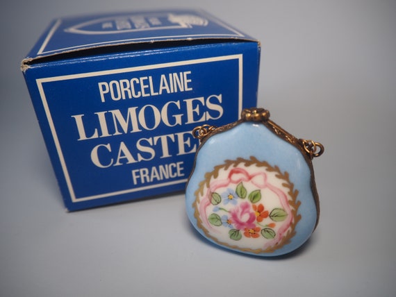 Vintage Limoges Box Purse Hand Painted Peint Main… - image 1