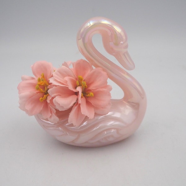 Vintage Fenton Iridescent Pink Opalescent Swan