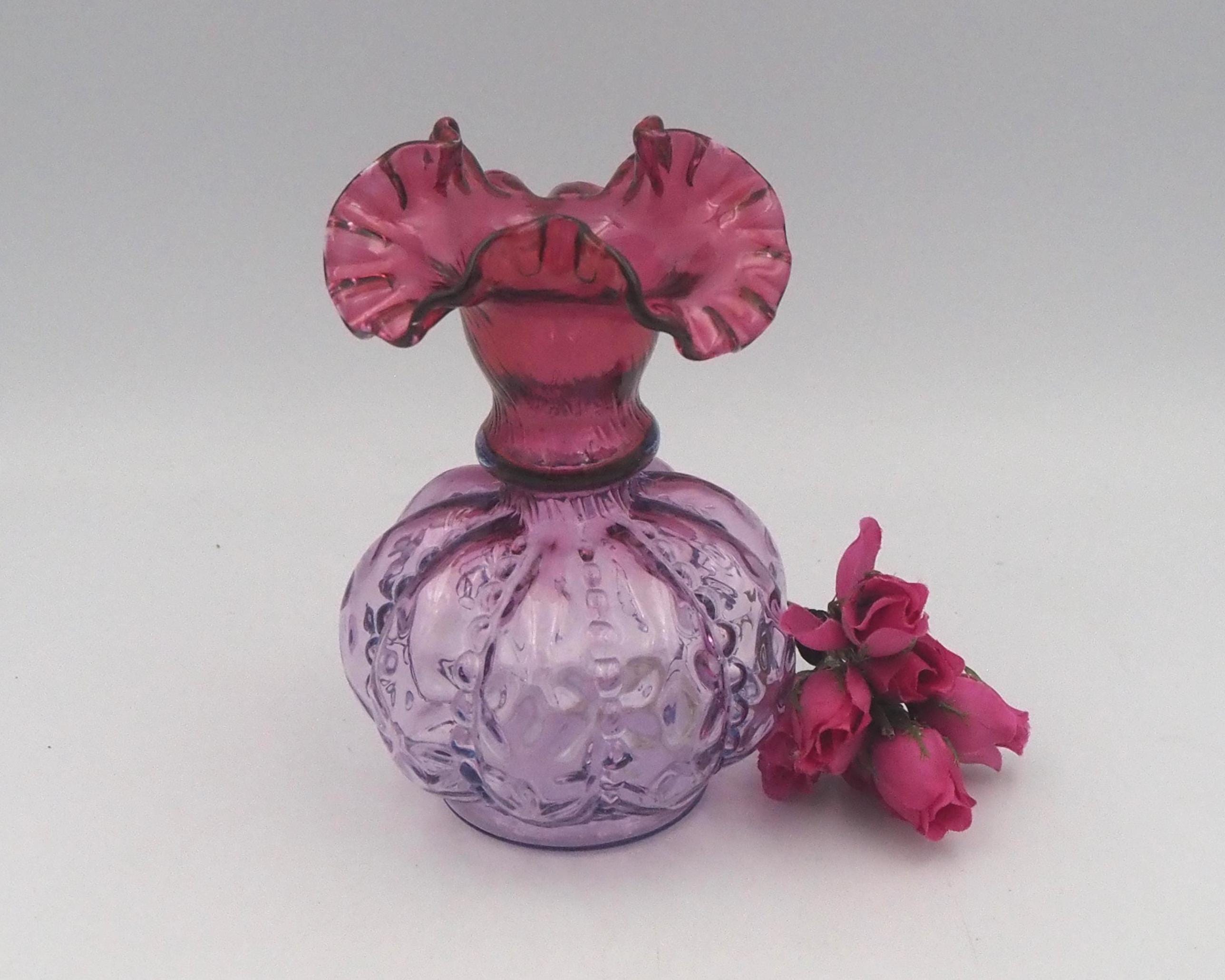 フェントン　Fenton クランベリー　ビーデッドメロン　フラワーベース Mulberry Fenton Art Glass - Etsy