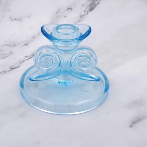 Fostoria Versailles Blue Sisngle Scroll Candlestick Holder No Trim
