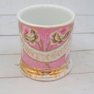 Vintage Shaving Mug Pink and Gold Guiseppe