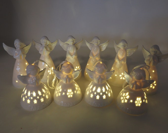 Vintage Christmas Light up Angels Ornaments and Figurines White Ceramic Battery Operated Etsy