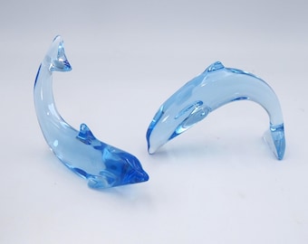 Baccarat Crystal Blue Dolphins Diving and Tail Up Sold Separately