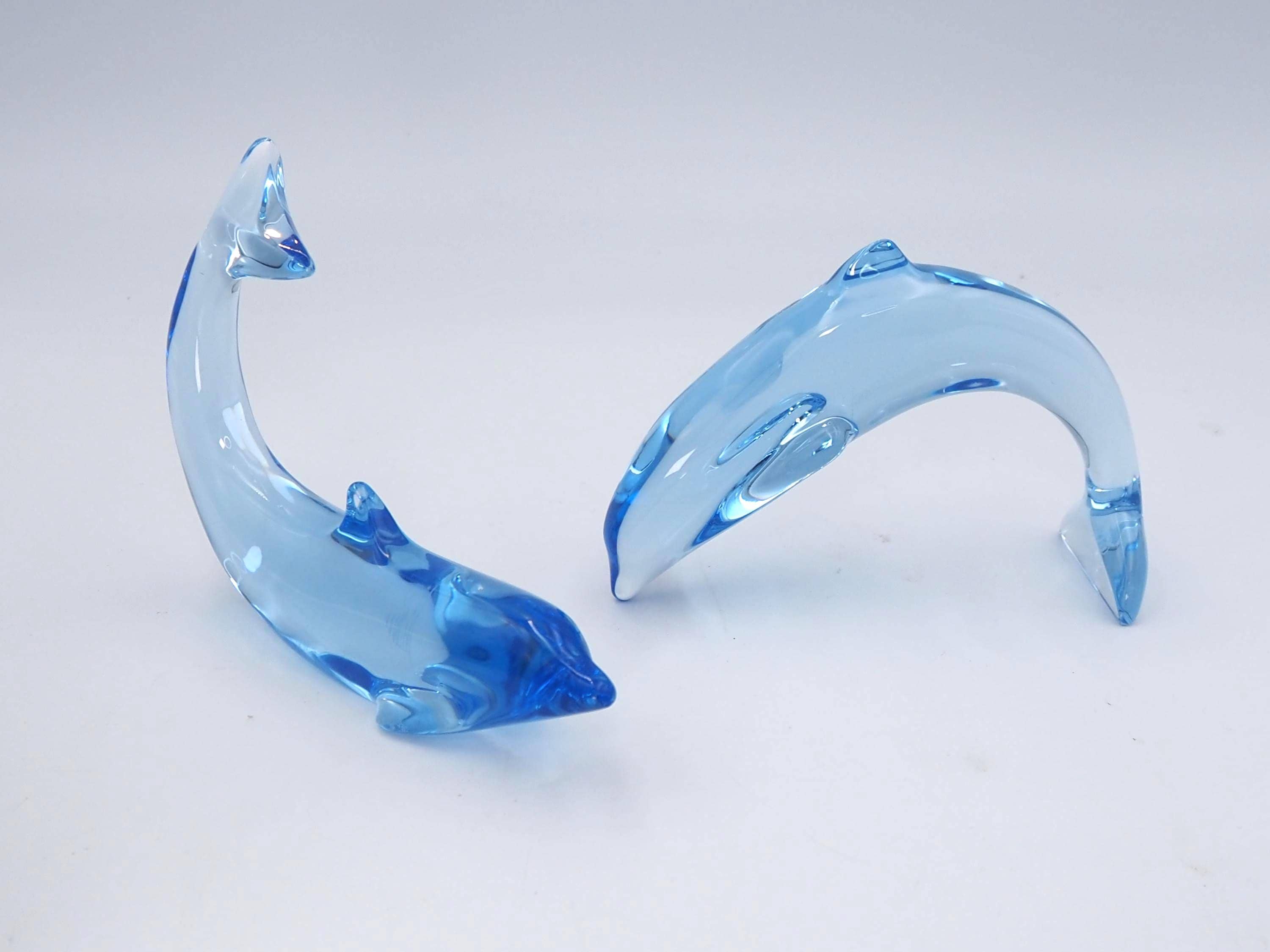 Baccarat Crystal Blue Dolphins Diving and Tail up Sold Separately