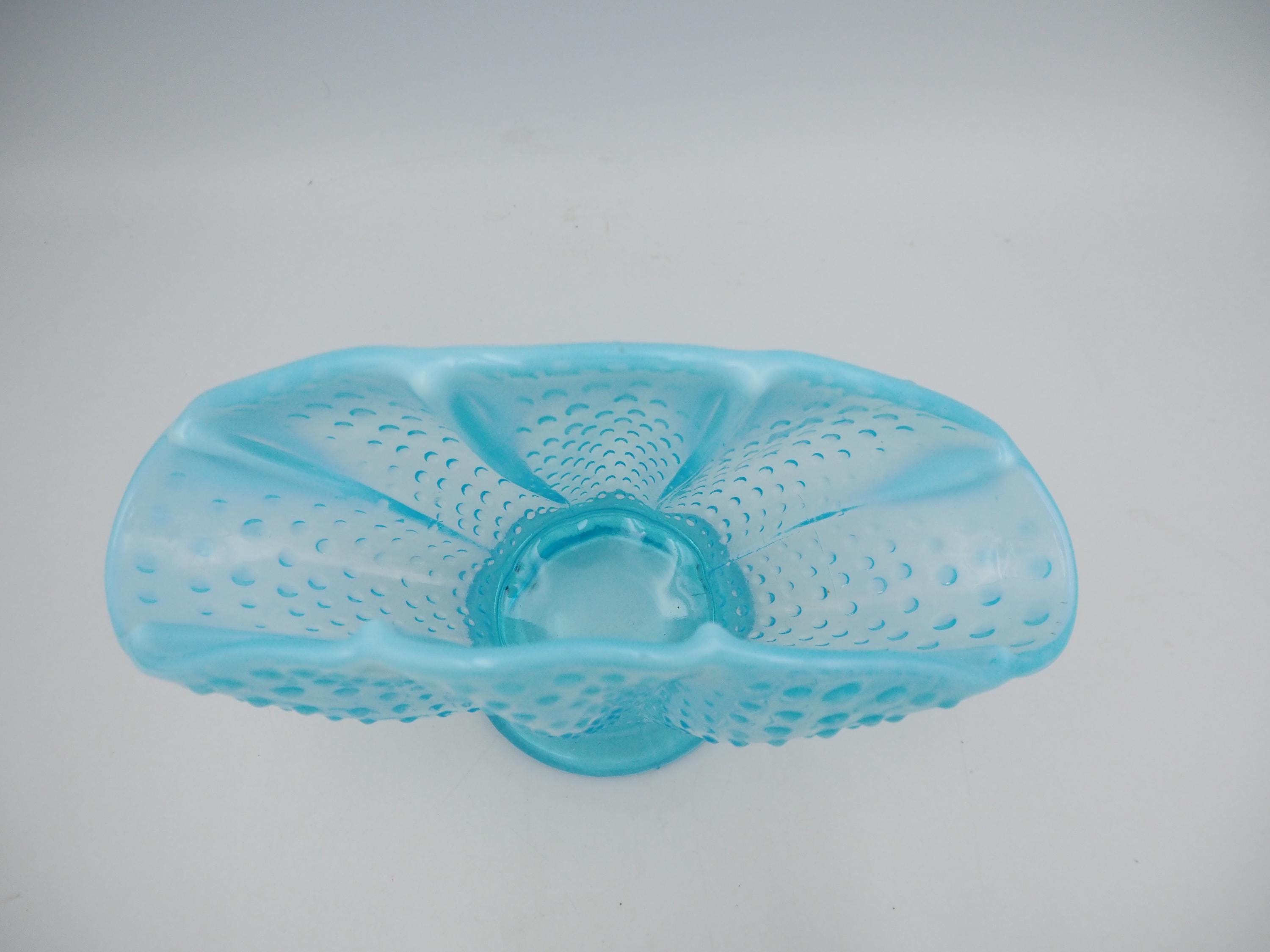 Vintage Fenton Blue Opalescent Ruffled Edge Hobnail Fan Vase - Etsy