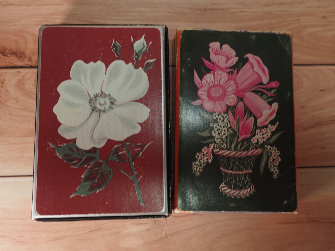 Vintage Flower Playing Cards Set of Two Imperial and Pla-mor - Etsy