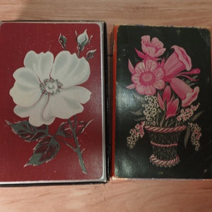 Vintage Flower Playing Cards Set of Two Imperial and Pla-Mor