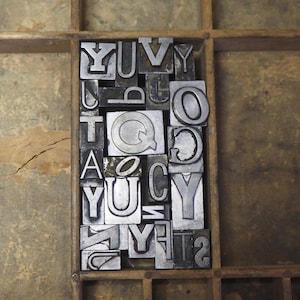 Antique Letterpress Letters All Metal 24 Vintage Letters Type Print