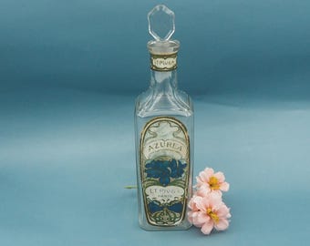Antique Azurea Art Nouveau Perfume Bottle by LT Piver Paris Glass Stopper