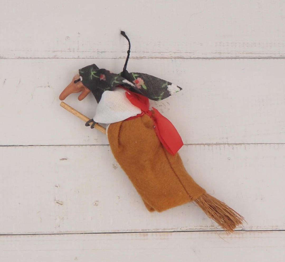 Norwegian Kitchen Witch - 12" Plush Doll On Broom, Good Luck Charm For Home - View #2