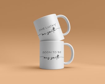 One Lucky &Soon to be Tassen Set, Paar Tassen Set, Verlobungsbecher Set, His and Hers Tasse Set