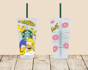 Copo personalizado dos Simpsons, copo Starbucks dos Simpsons, Os Simpsons