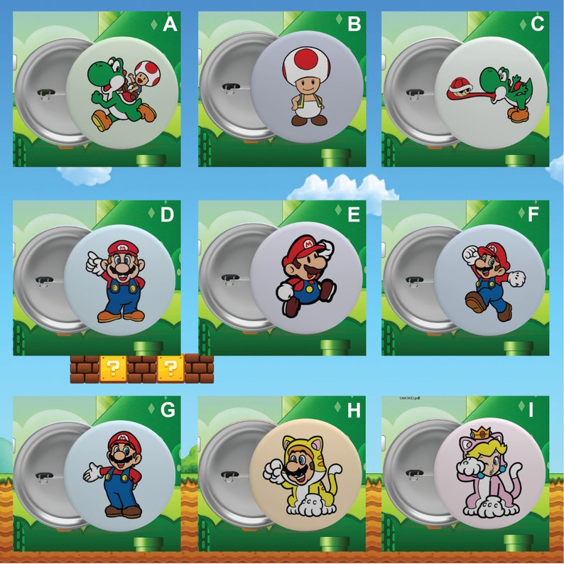 Super Mario Themed Badge, Super Mario Pin Botton - Etsy