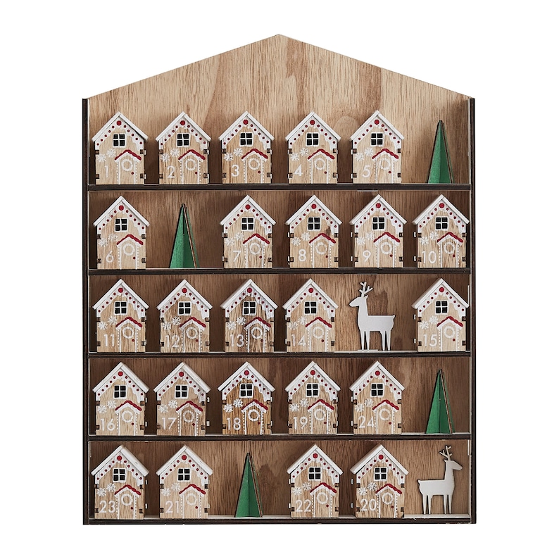 Christmas Advent Calendar Houses, Fill Your Own Wooden Countdown to Christmas, Reusable Advent Calendar image 5