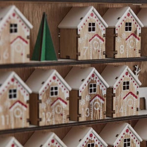 Christmas Advent Calendar Houses, Fill Your Own Wooden Countdown to Christmas, Reusable Advent Calendar image 6