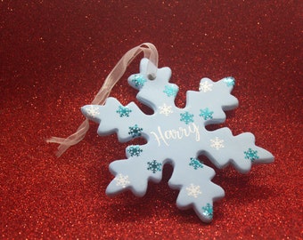 Personalized Ceramic Christmas Ornament - Snowflake