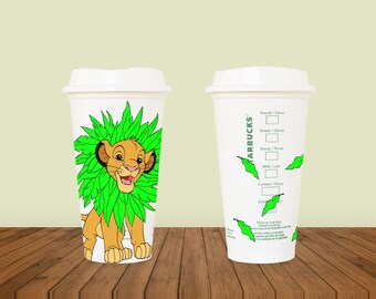 Copo quente Simba, copo Starbucks personalizado do Rei Leão