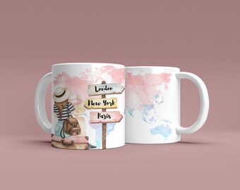 Adventure Girl Mug, Adventure Awaits, Custom Adventure Mug, Personalized Adventure Mug